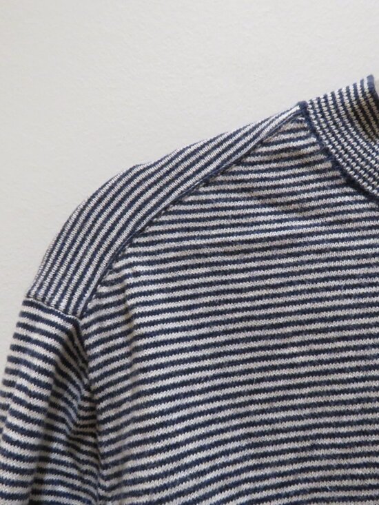EVERLANE The Organic Cotton Slim Crew Sweater Micro Stripe XL Preppy Minimalist - Picture 5 of 13